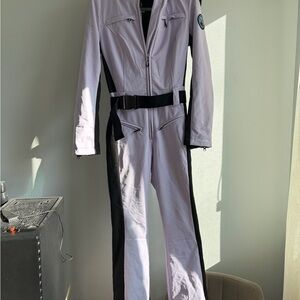 Women's Ski Jumpsuit in Black and lavender